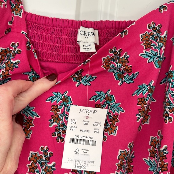 J Crew tiered midi floral smock back dress 10p 10 petite NWT - Picture 4 of 7